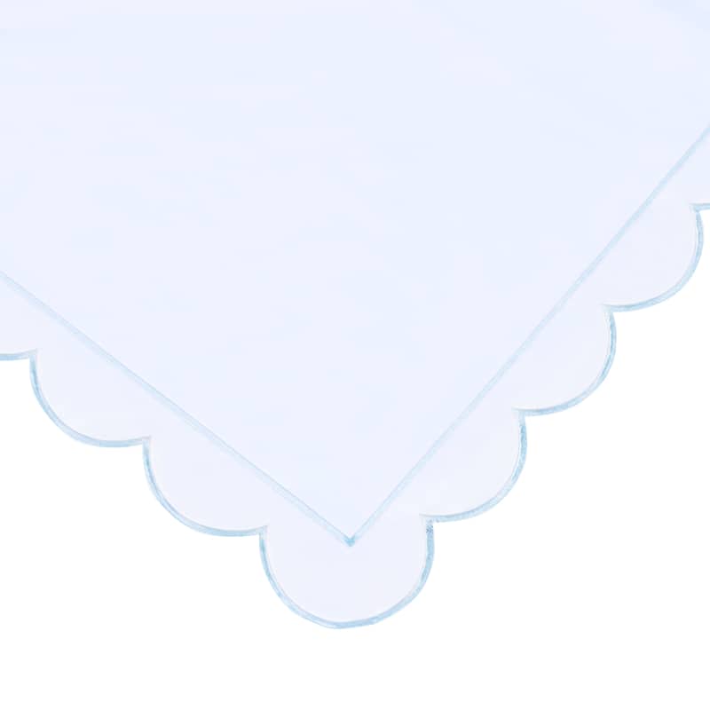 Percale Cotton Scalloped Embroidered Crisp Duvet Set and Sham - Blue - 3 Piece - King - Cal King