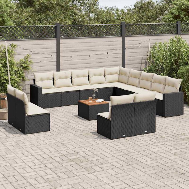 vidaXL Garden Sofa Set Black - 115.2 x 115.2 x 33.5