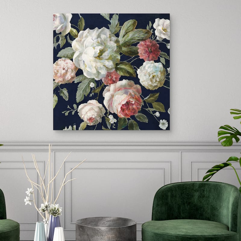 Gifts From the Garden Navy Crop by Danhui Nai Canvas Art Print