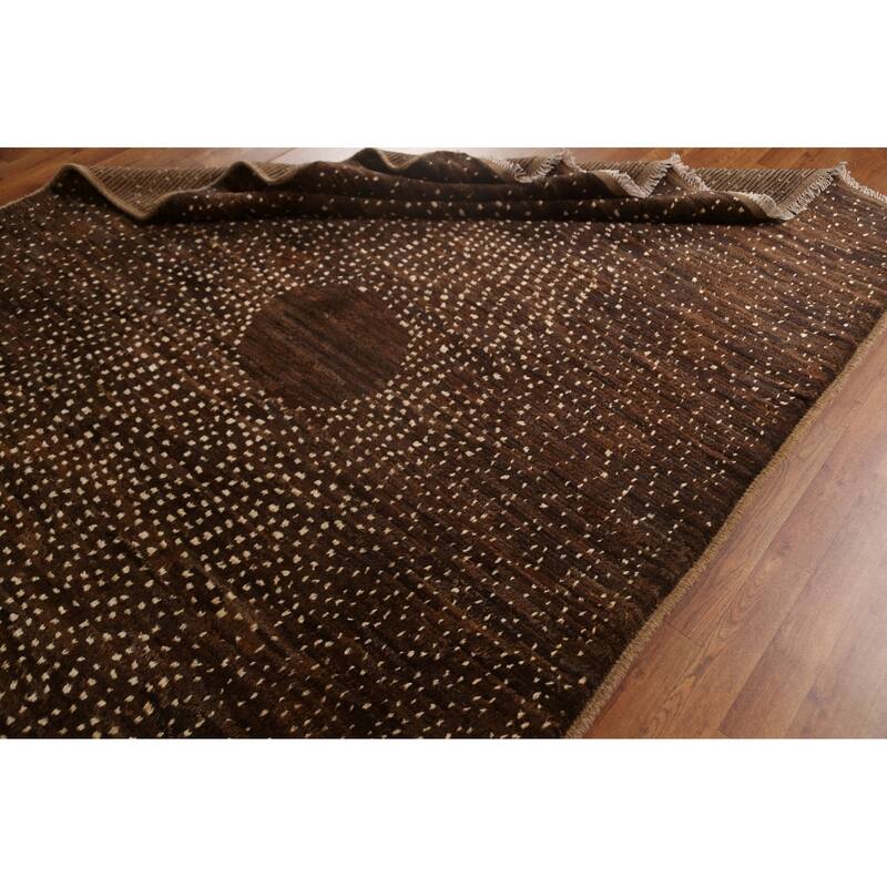Brown Tribal Moroccan Oriental Area Rug Hand-knotted Wool Carpet - 5'11" x 9'0"