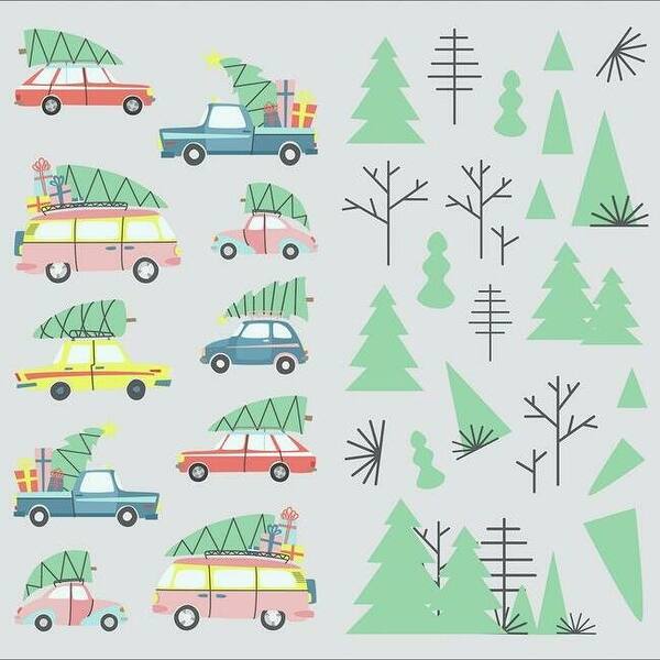 RoomMates Retro Christmas Cars Peel And Stick Wall Decals - Bed Bath ...