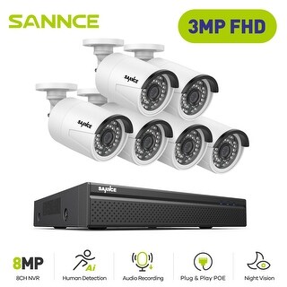 8CH Home Security Camera System, 8pcs Wired 3MP PoE IP Cameras For