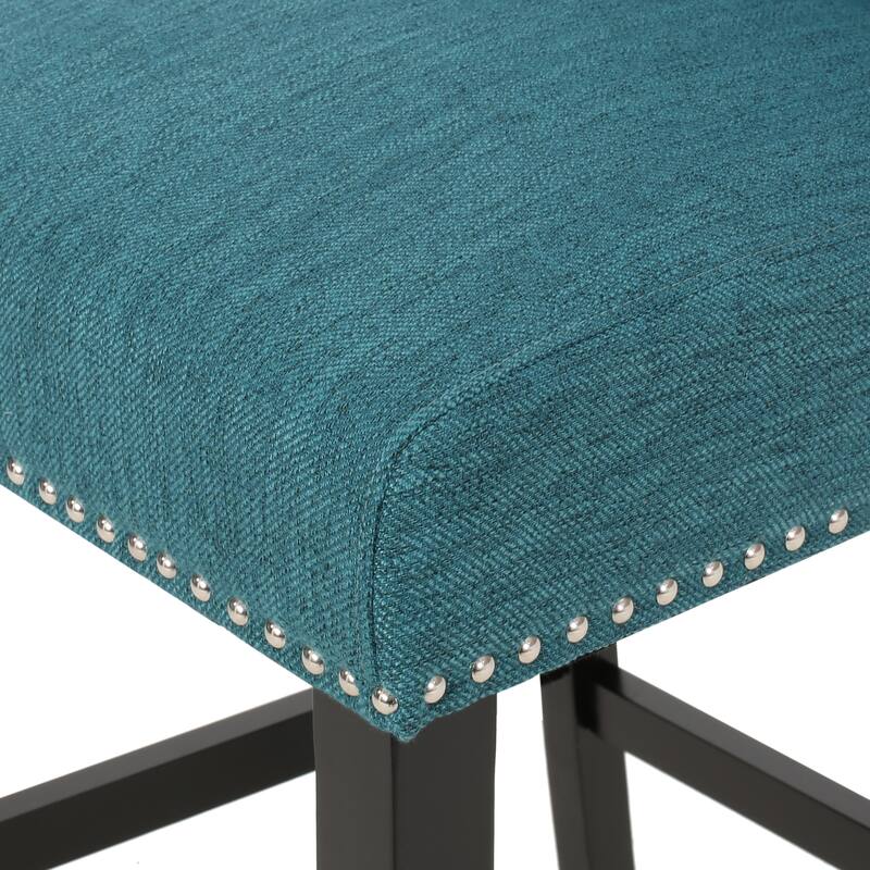 31 Inch Fabric Tufted Wingback Counter Stools, Set of 2