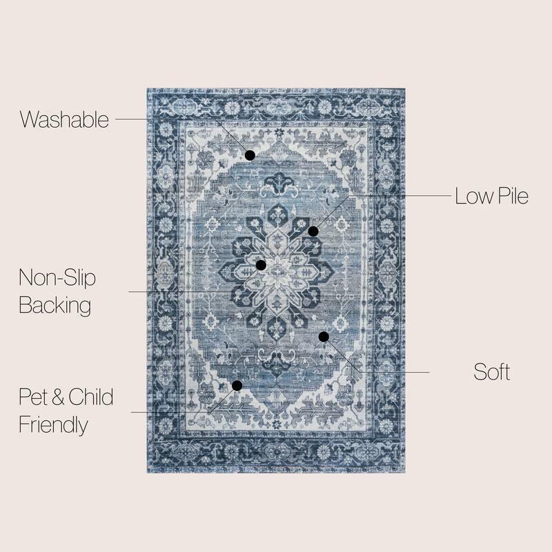 JONATHAN Y Maris Ornate Medallion Machine Washable Area Rug