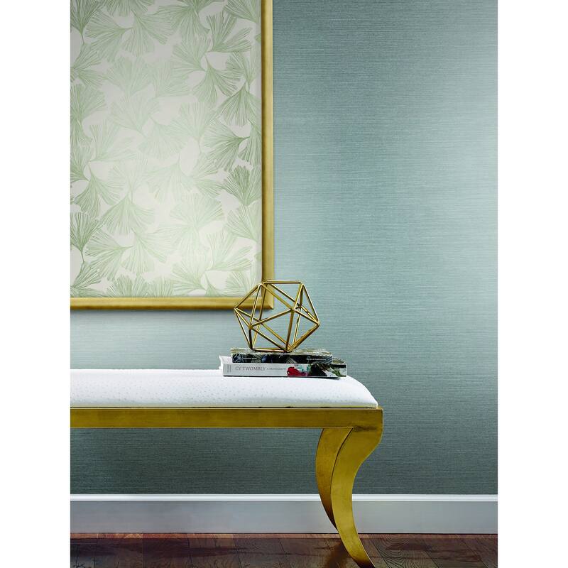 Garland Blue/Silver Non-Woven Unpasted Faux Grasscloth Shining Sisal Wallpaper Covers about 57.75 sq. ft.
