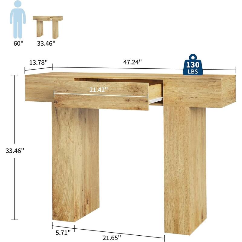 47 in Console Table, Sofa Table with Drawer for Hallway, Living Room