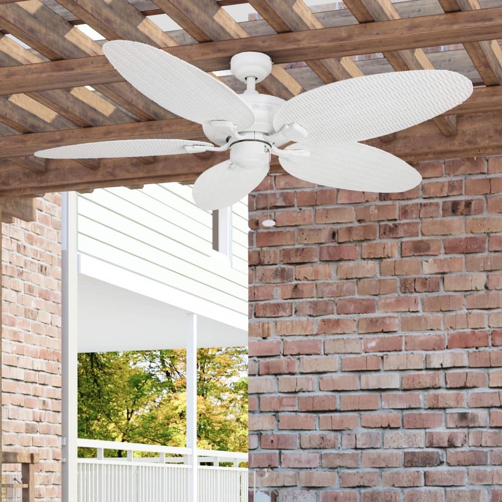 52" Honeywell Duval White Indoor/Outdoor Ceiling Fan with No Light, Pull Chain