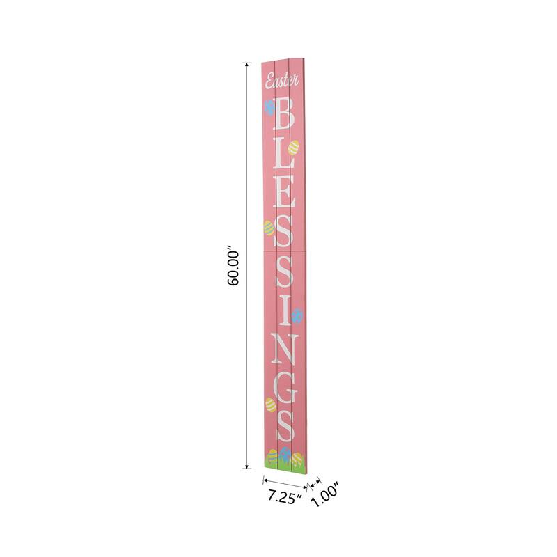 Glitzhome 60"H Easter Wooden Blessings Porch Sign Spring Gift