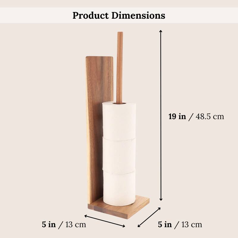 Acacia Freestanding Toilet Paper Holder - Brown - 5"L x 5"W x 19"H