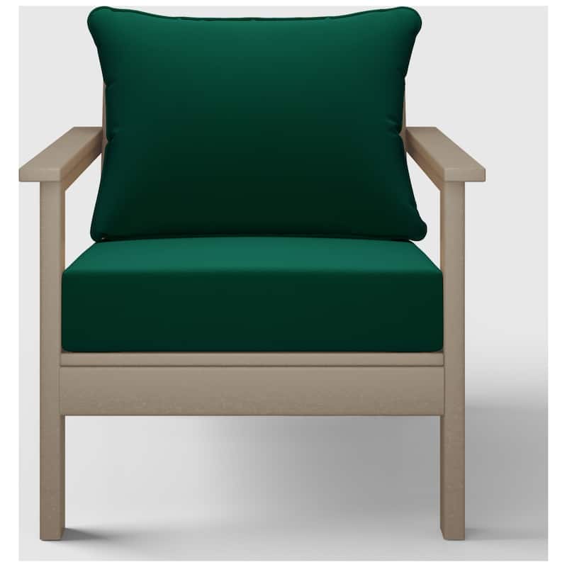 Birchwood All Weather HDPE Outdoor Patio Weathered Wood Deep Seating Conversation Set With Cushions (2-Piece)