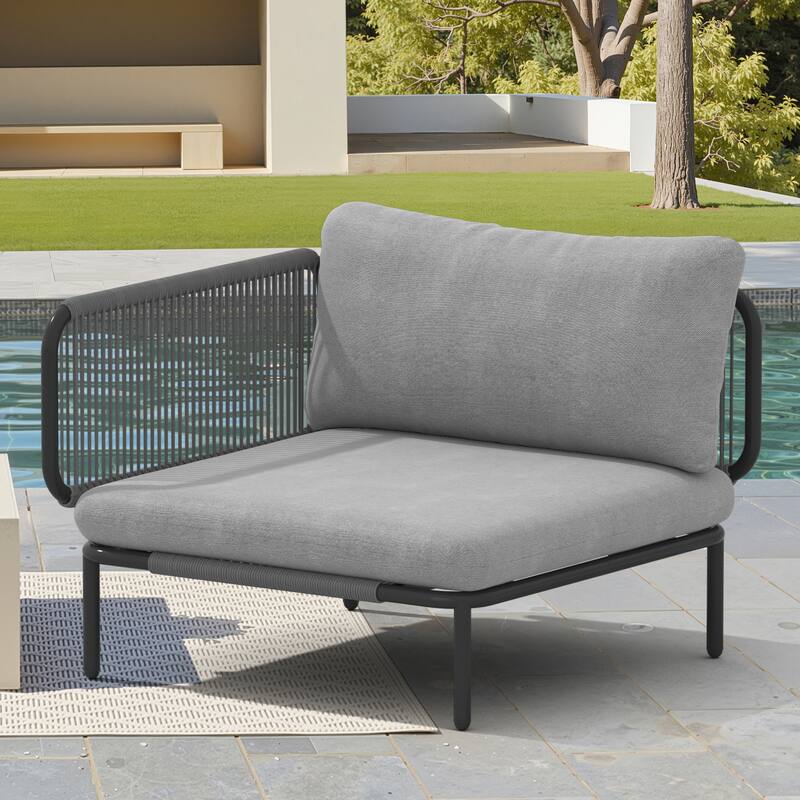 Free Combination Outdoor Patio Sofa DIY Cushion Sectional Furniture - DarkGrey - 2-Armrests