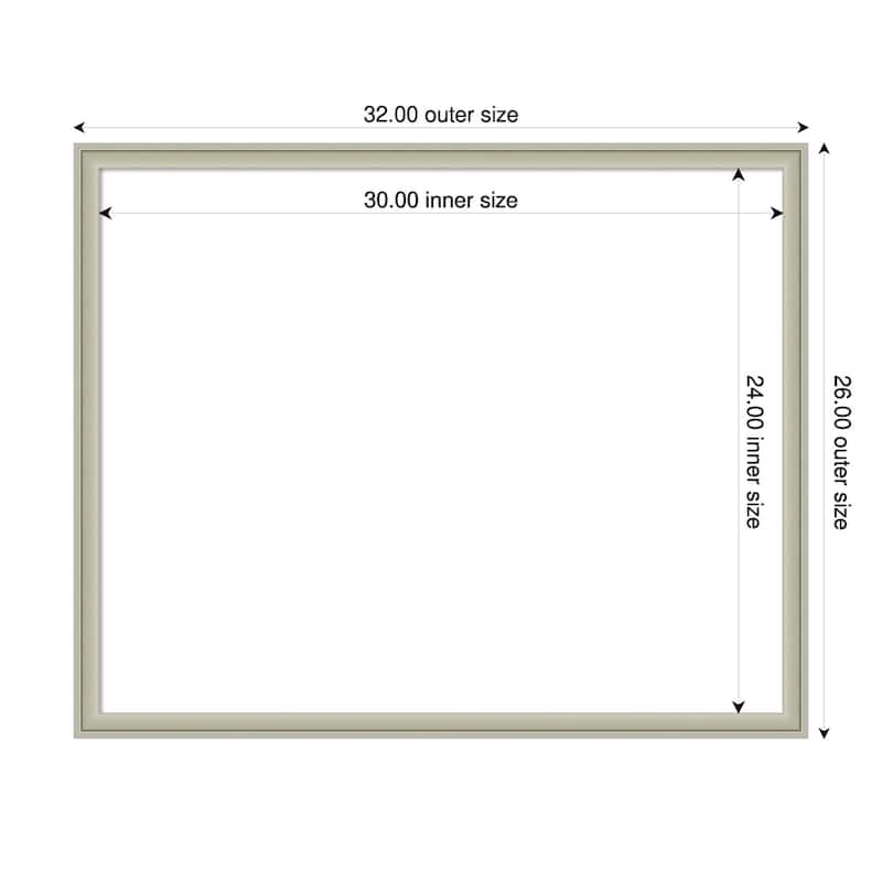 Amanti Art Florence Gold Framed Dry Erase Magnetic Board - 32 x 26 in - Florence Silver