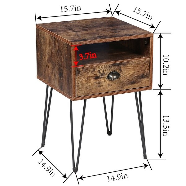 Taomika 1 Drawer Mid-Century Modern Nightstand(Set of 2)