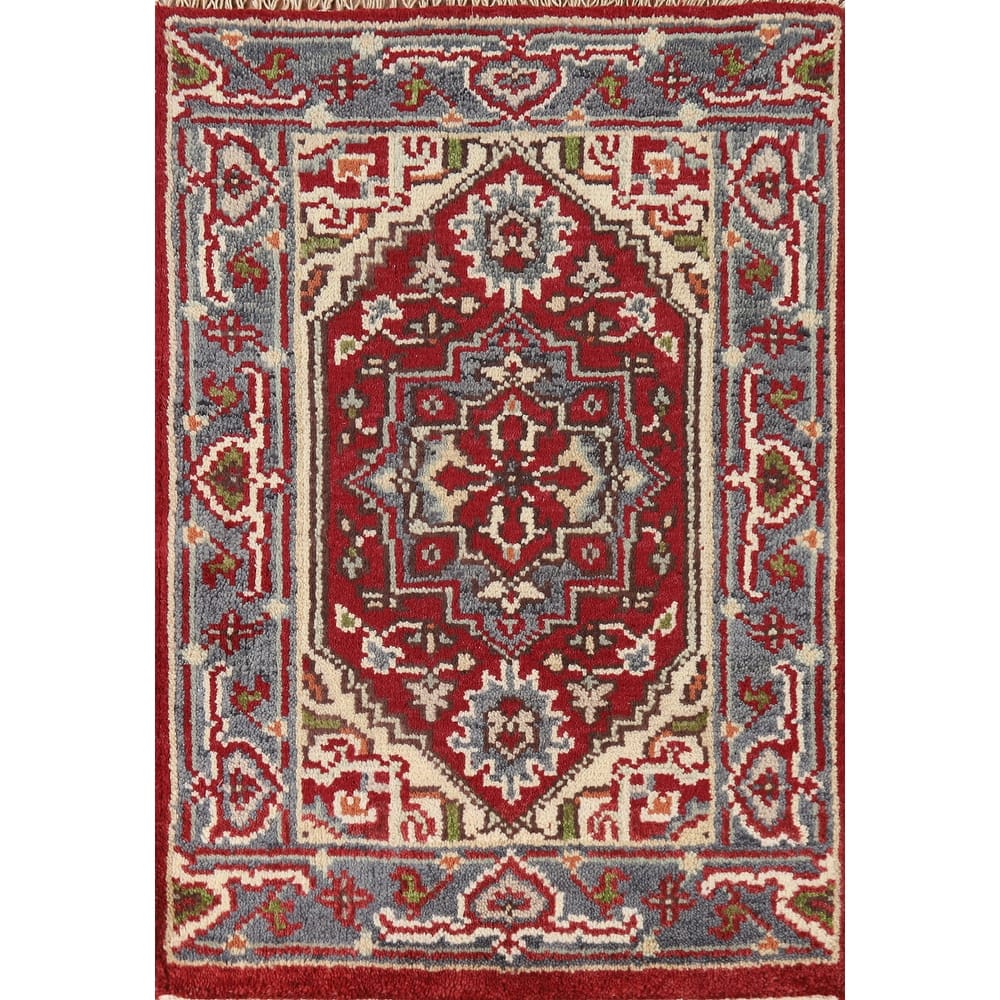 Hand Knotted Oriental 100% Wool Carpet Traditional Medallion Red Heriz (serapi) Area Rug - 3' 0'' X 2' 0''