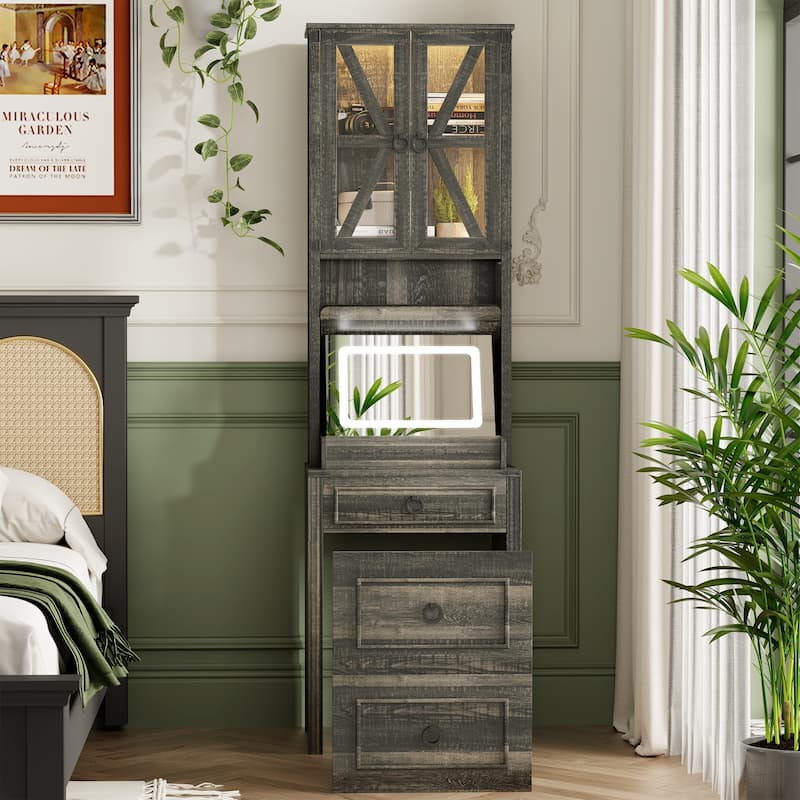 Makeup Vanity with Led Light and Hidden Storage