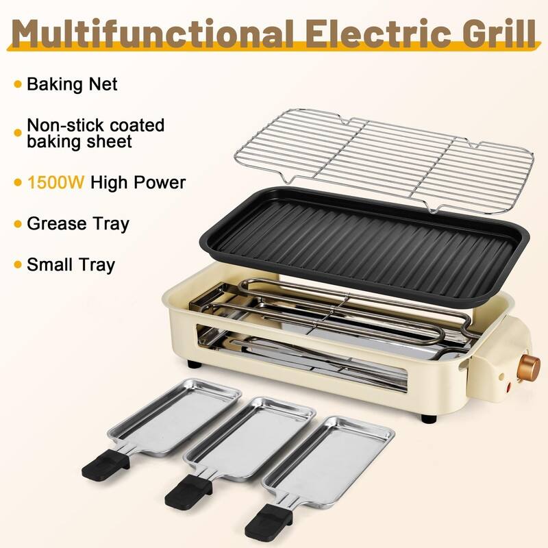 Electric Indoor Grill,2 in 1 Indoor Grills for Kitchen with Grill Net