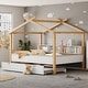 preview thumbnail 4 of 9, White Twin Size Wooden House Bed Original Wood Colored Frame Full