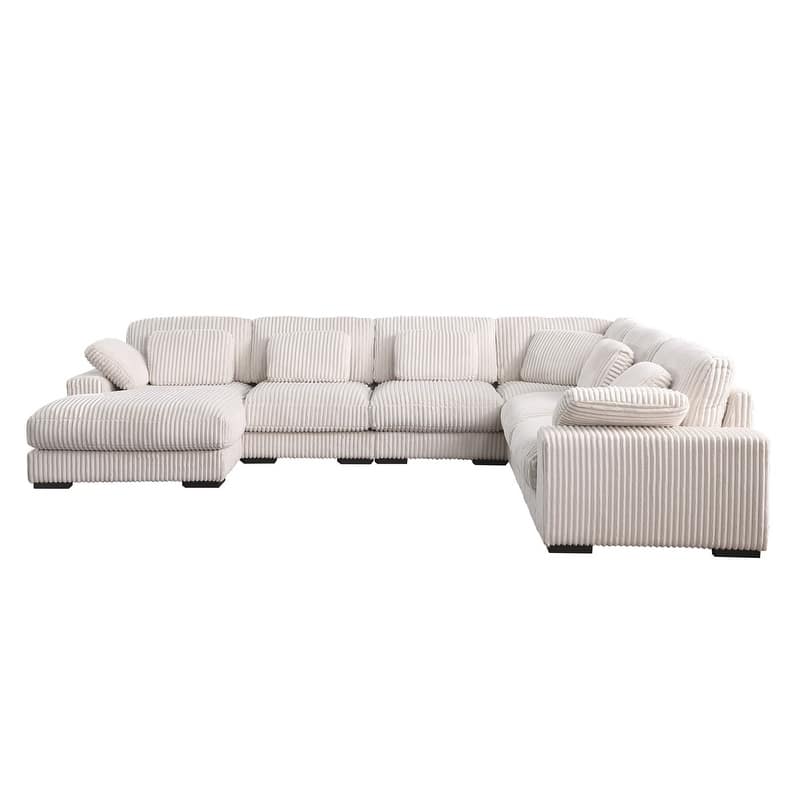 Nadine 155.5"W Corduroy Modular Corner Sectional Sofa with Left-Facing Chaise
