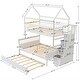 preview thumbnail 6 of 7, MDF Full Size Twin House Bunk Bed with Storage Staircase and Trundle,Full-Length Guardrail