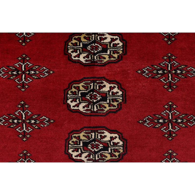 Rustic Bokhara Mann Red/Beige Hand Knotted Wool Rug - 4'3'' x 6'6''