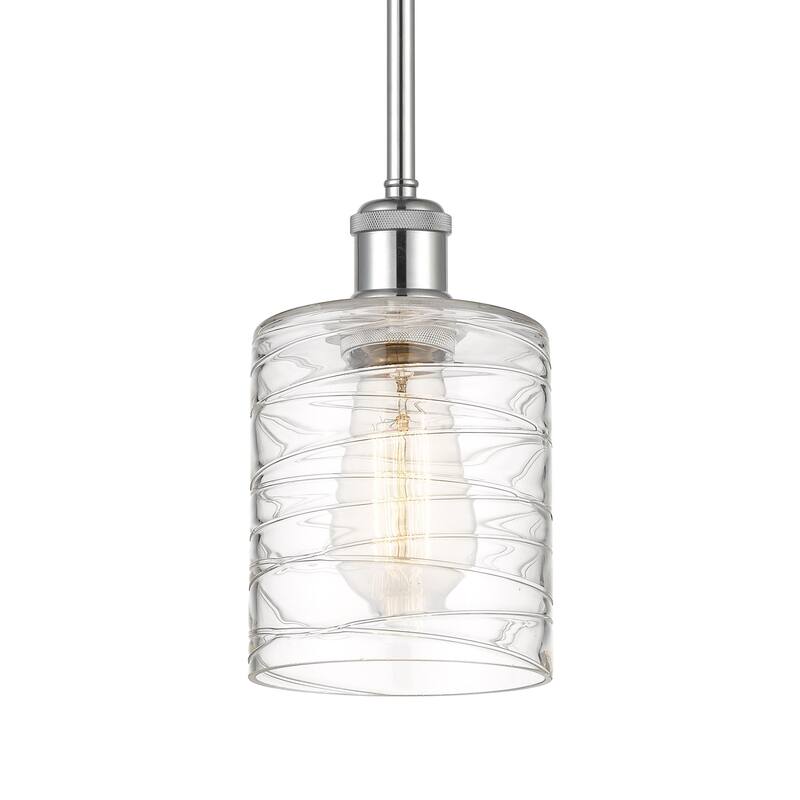 Innovations Lighting 516-1S-8-5 Cobbleskill Pendant Cobbleskill 5" - Deco Swirl / Polished Chrome