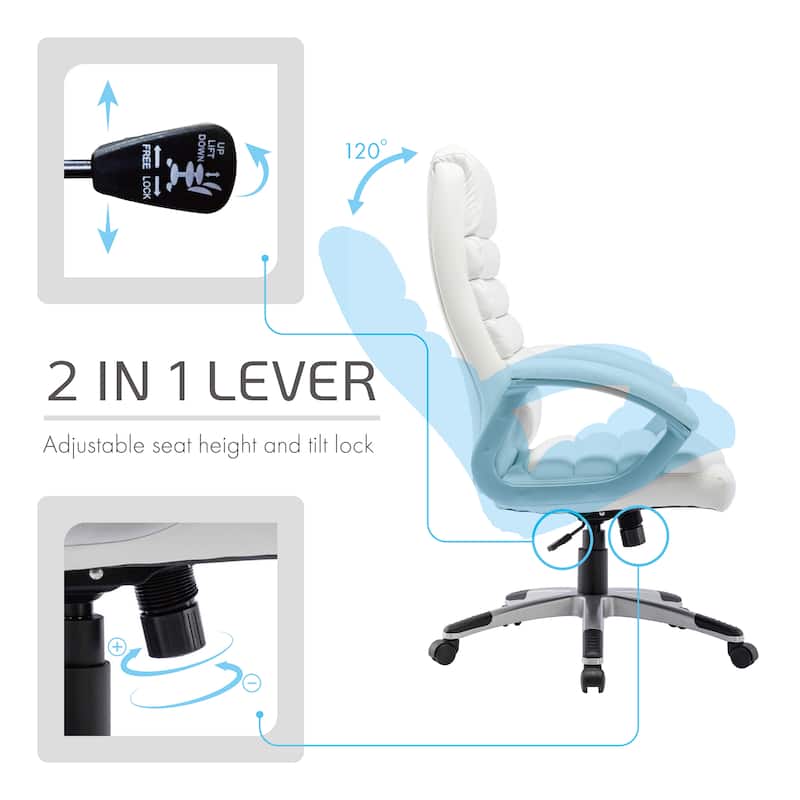 Porthos Home Neils Executive Office Chair, PU Leather, Roller Wheels