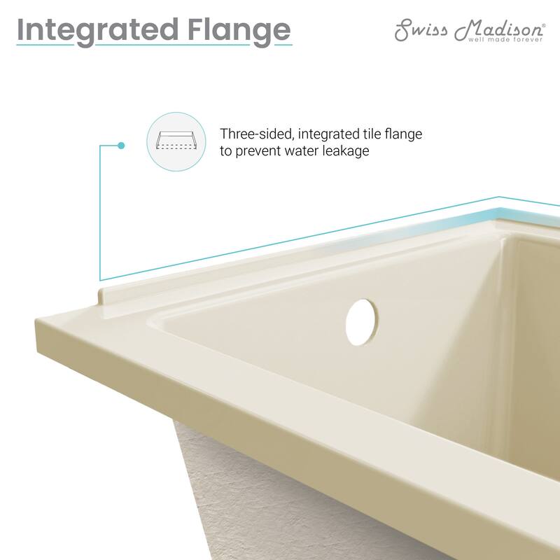 Lausanne 48" X 32" Right-Hand Drain Alcove Bathtub In Bisque - 32x48 Right