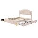 preview thumbnail 3 of 25, Queen Size Velvet Upholstered Platform Bed with 4 Drawers and 16 Colors and 4 Patterns RGB Lights, Irregular Metal Bed Legs