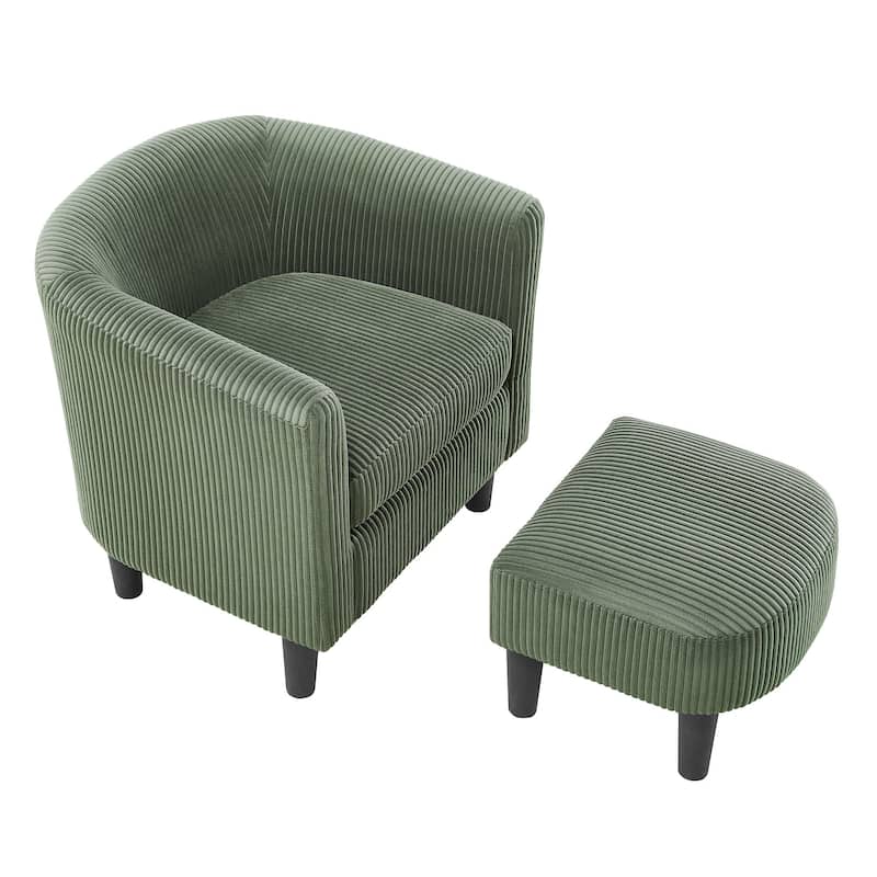 26.38" Corduroy Arm Chair with Ottoman