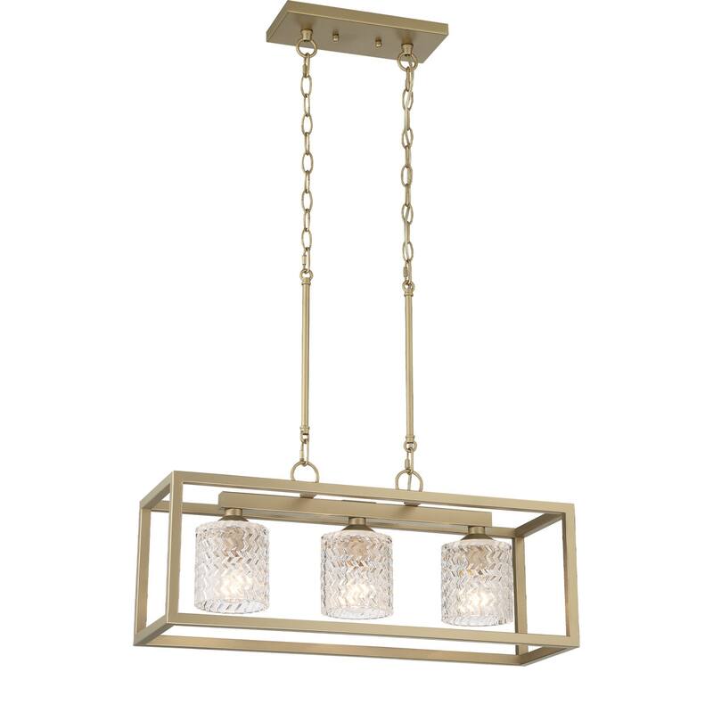 Moulins 3-ight Linear Modern Farmhouse Rectangle Chandelier with UL Certified - 25in