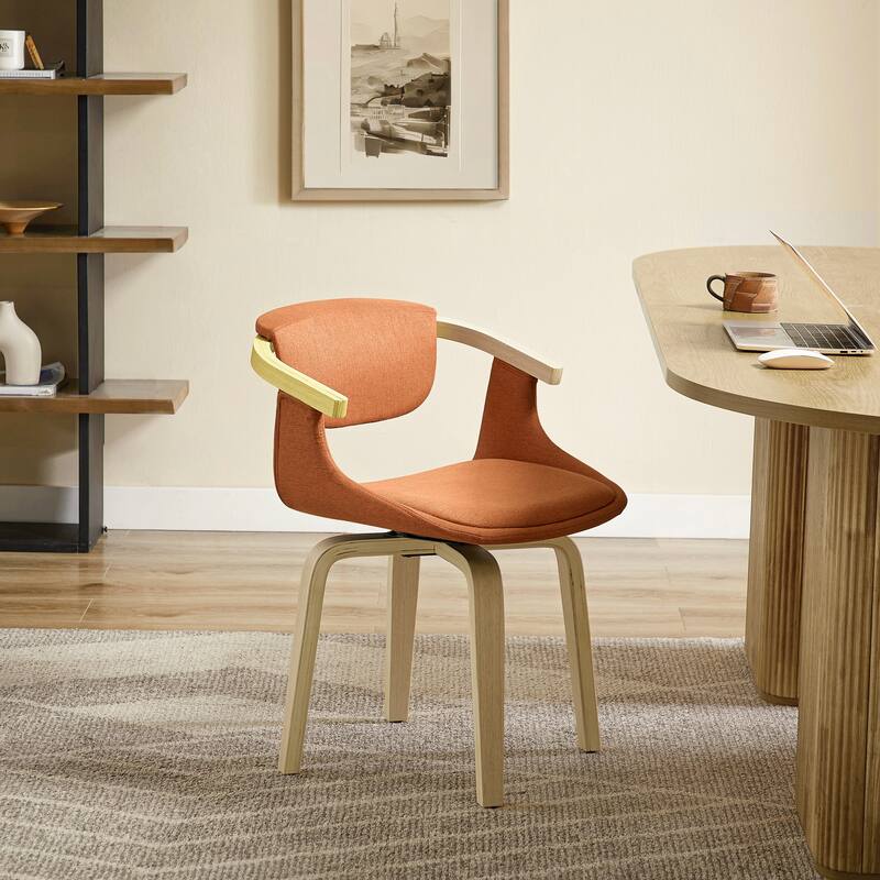 Art Leon Swivel Upholstered and Wood Accent Chair