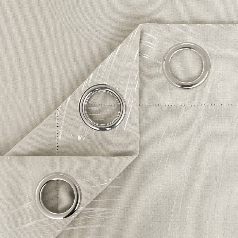 Deconovo Room Darkening Curtains with Silver Foil Circle Print, 2 Panels