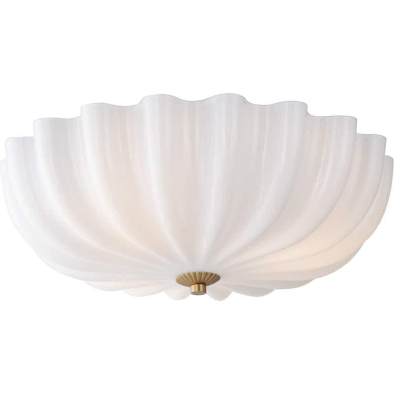 Maxim 22650 Bundt 3 Light 16" Wide Flush Mount Bowl Ceiling Fixture / - White / Natural Aged Brass