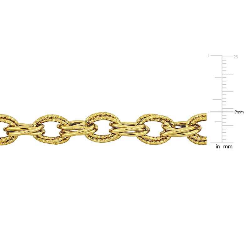 Miadora 9mm Hammered Oval Link Bracelet 14K Yellow Gold