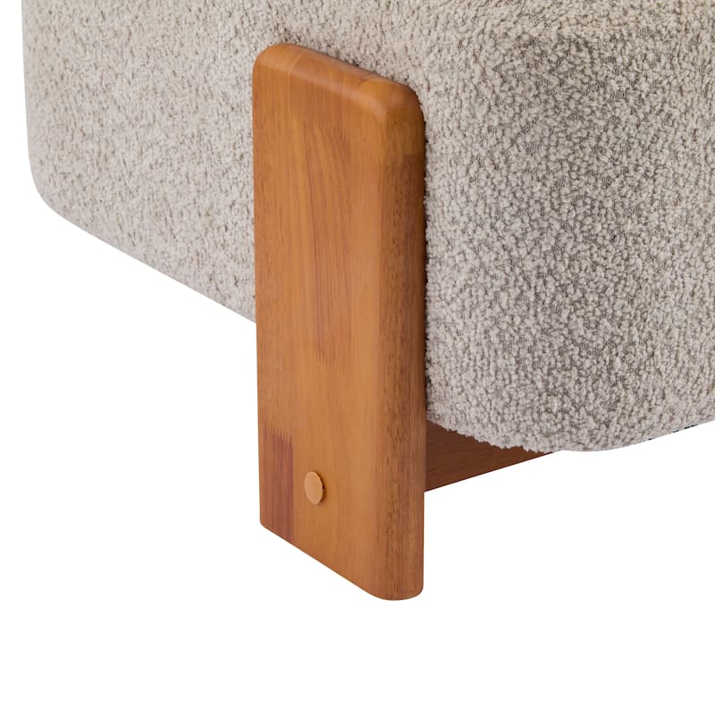 Christopher Knight Home - Mid-Century Fabric Accent Chair with Curved Backrest and Solid Rubberwood Frame