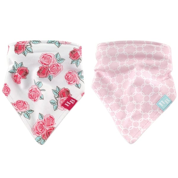slide 1 of 1, Hudson Baby Infant Girl Cotton Bandana Bibs 2pk, Roses, One Size - Roses - One Size