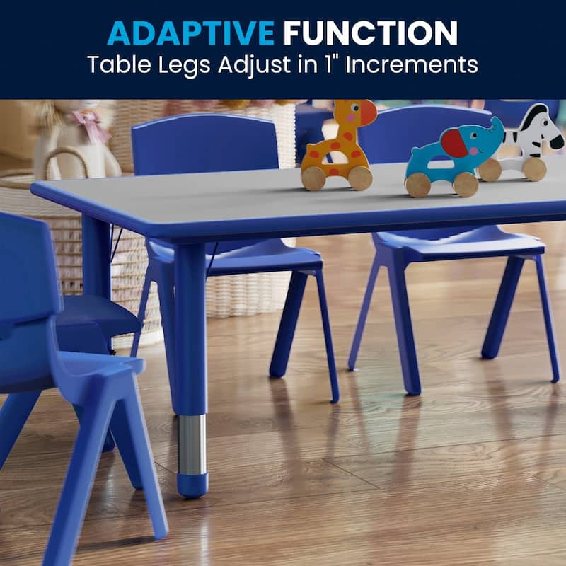 23.625"W x 47.25"L Rectangle Plastic Activity Table Set with 6 Chairs