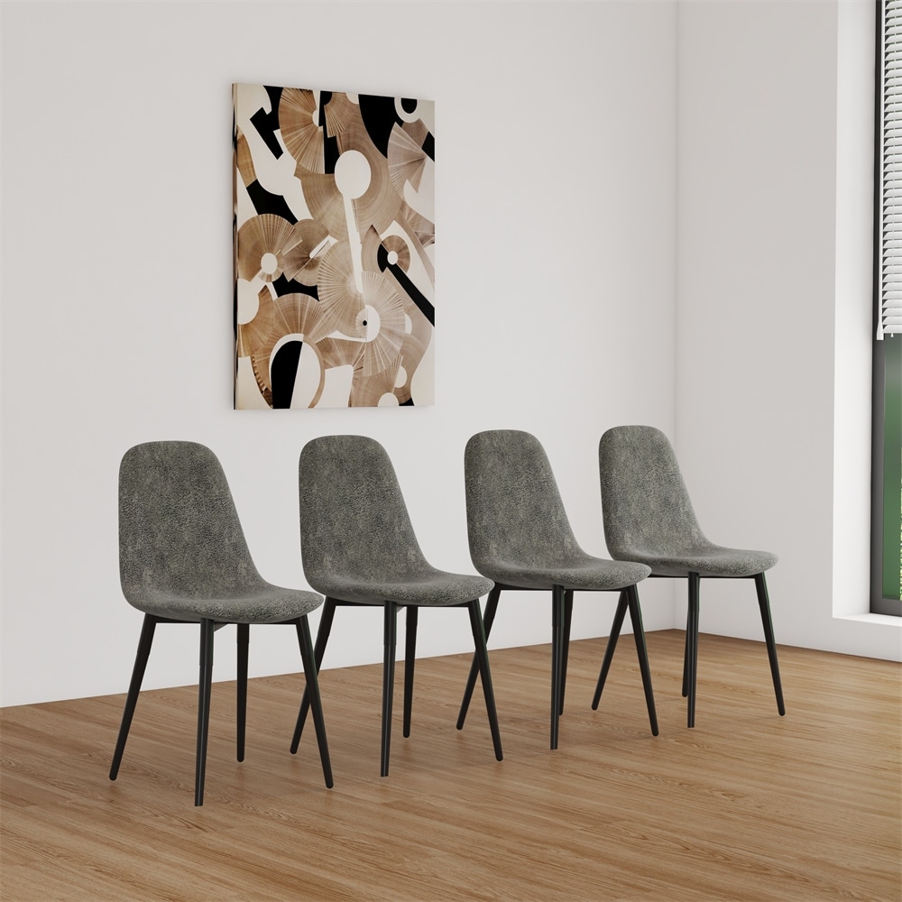 Modern Accent Chairs with Black Metal Legs for Dining Room Set of