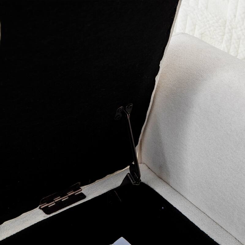 65.7"W Tufted Upholstered Storage Bench With Double Lids,Rubberwood Legs