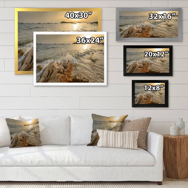 Designart "Sunset Over The Sea II" Nautical & Coastal Framed artwork