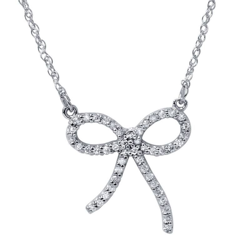 1/8ct Petite Diamond Ribbon Pendant White Gold
