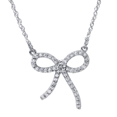 1/8ct Petite Diamond Ribbon Pendant White Gold