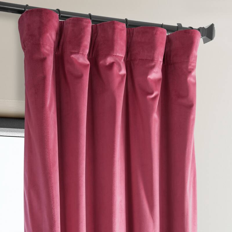 Exclusive Fabrics Heritage Plush Velvet Room Darkening Curtains (1 Panel) Luxury Velvet Curtains for Bedroom & Living Room. - 50 X 120 - Dark Pink