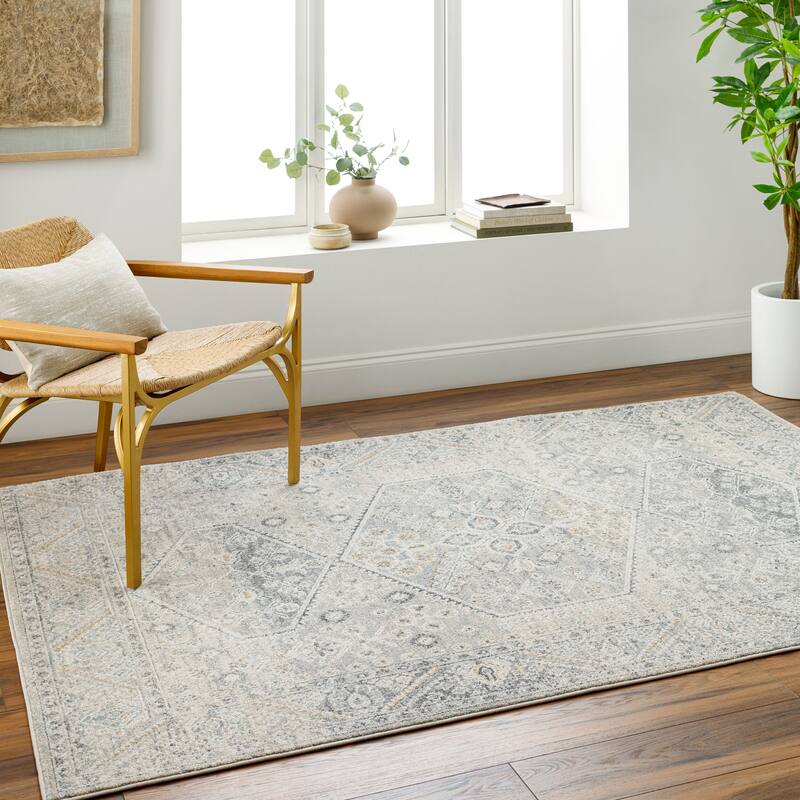 Livabliss Alpharetta Classic Border Area Rug - Light Beige/Medium Gray - 7'10" x 10'