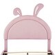 preview thumbnail 20 of 42, Velvet Upholstered Rabbit-Shape Princess Bed, Cute Platform Bed w2 Storage Stools & Headboard & Footboard for Kids