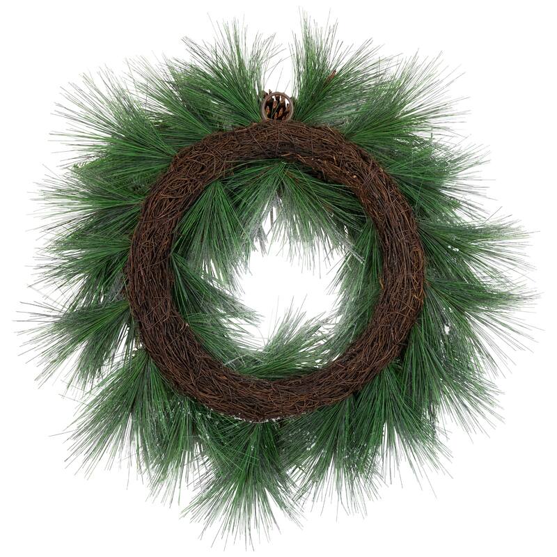 Snowy Long Needle Pine and Pinecone Artificial Christmas Wreath - 26" - Unlit