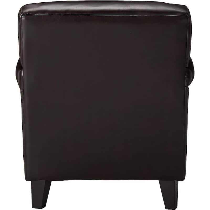 Brown Modern 30" PU Upholstered Button Tufted Club Chair with Wood Legs for Living Room