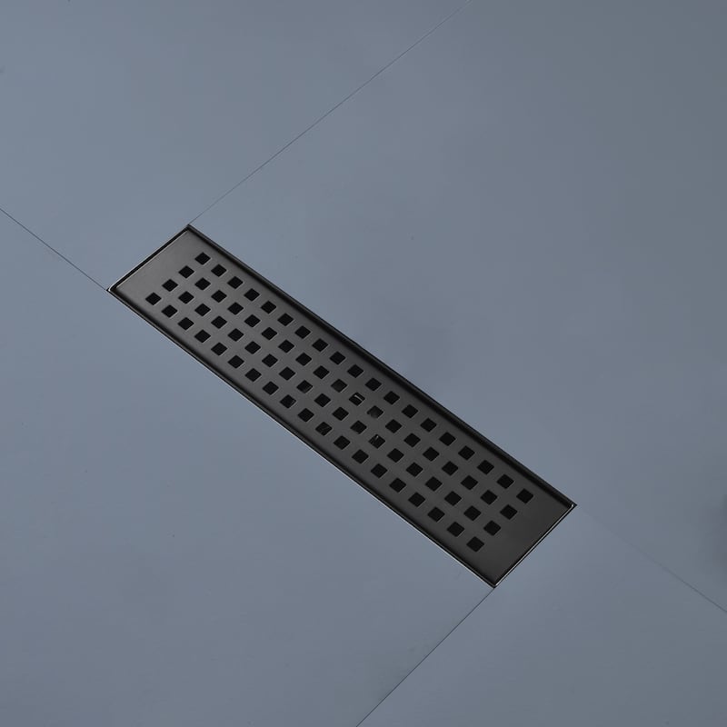 Topcraft 12/24/28-inch Stainless Steel Linear Floor Drain with Removable Quadrato Pattern Grate
