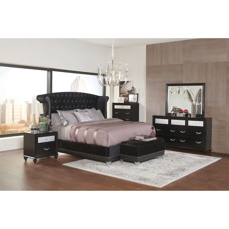 Tamsin Black Wingback Upholstered Bed