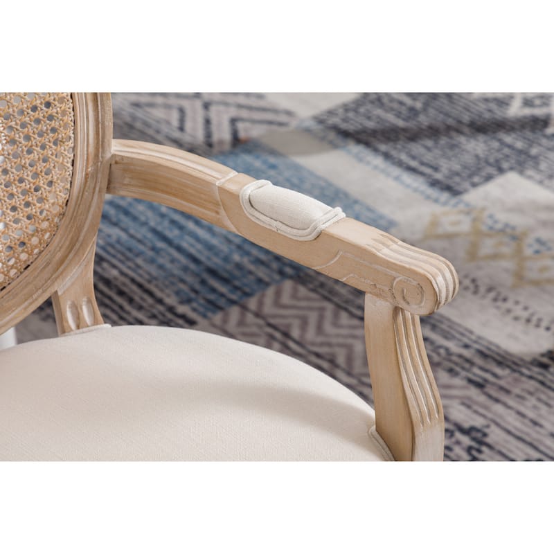 Upholstered Fabric Dining Armchair Set of 2 - Cream